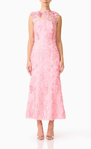 Elliatt Monique Floral Applique Midi - Pink Size S/UK8
