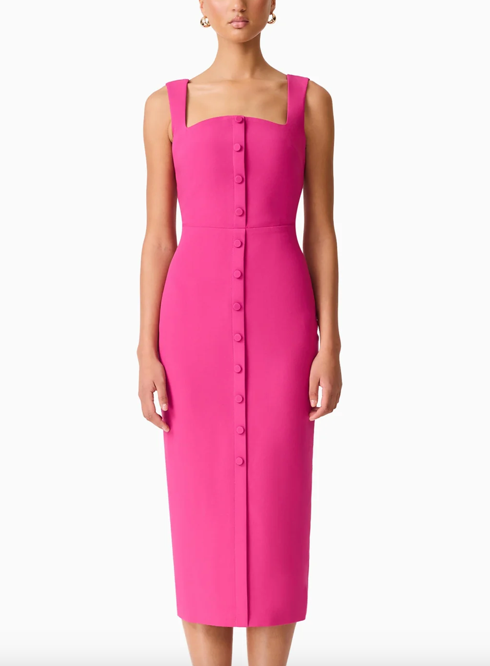 Elliatt Elva Fitted Midi Dress - Pink Size S/UK8