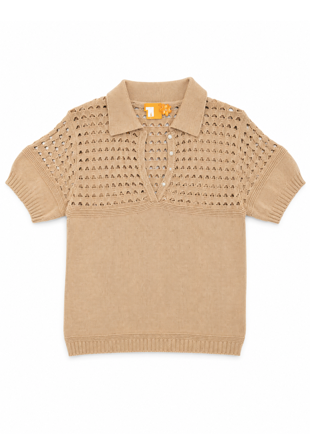WISPR by BRODIE CASHMERE Pointelle Polo T-Shirt - Size M