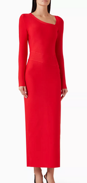 Elliatt Celia Long-Sleeve Gown - Red Size S/UK8