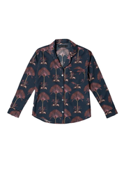 Desmond & Dempsey - RAVENALA Navy Pyjama Shirt - Size XS
