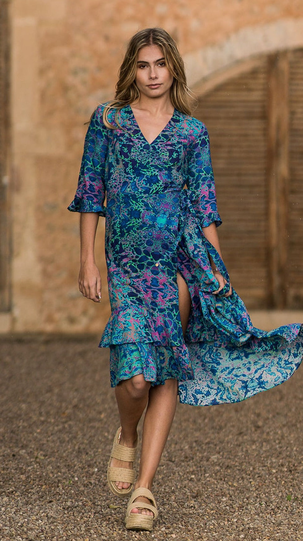 Retro Leopard Midi Wrap Dress