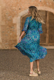 Retro Leopard Midi Wrap Dress