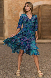 Retro Leopard Midi Wrap Dress