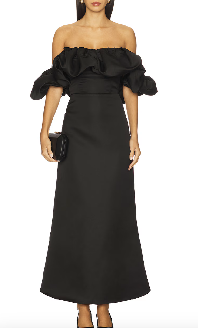 Elliatt Sharon Off The Shoulder Midi Dress - Black Size S/UK8