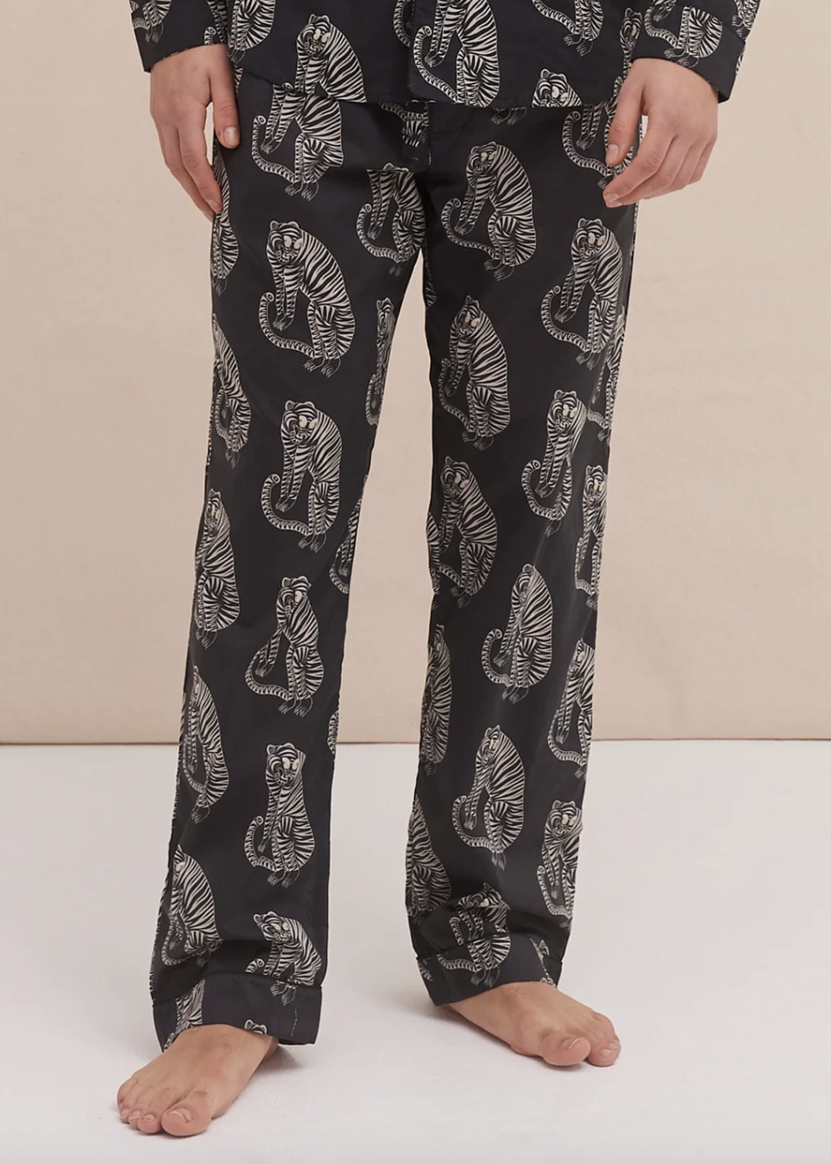Desmond & Dempsey - SANSINDO Black Cream Men's Pyjama Trousers