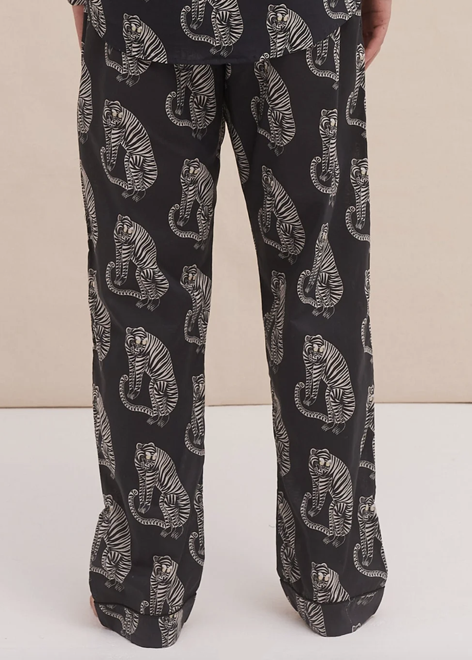 Desmond & Dempsey - SANSINDO Black Cream Men's Pyjama Trousers