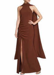 Elliatt Solae Scarf Maxi Dress - Chocolate Brown Size S