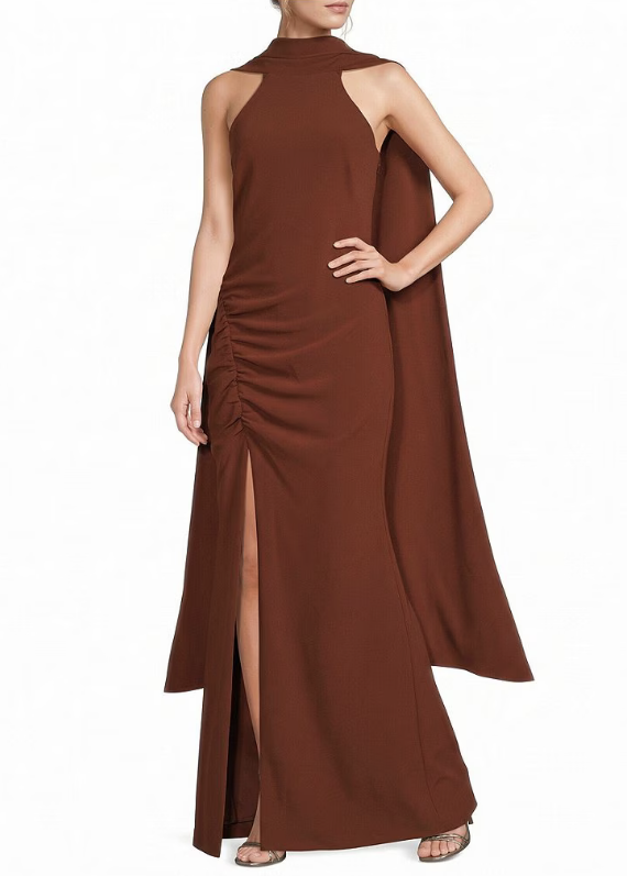 Elliatt Solae Scarf Maxi Dress - Chocolate Brown Size S