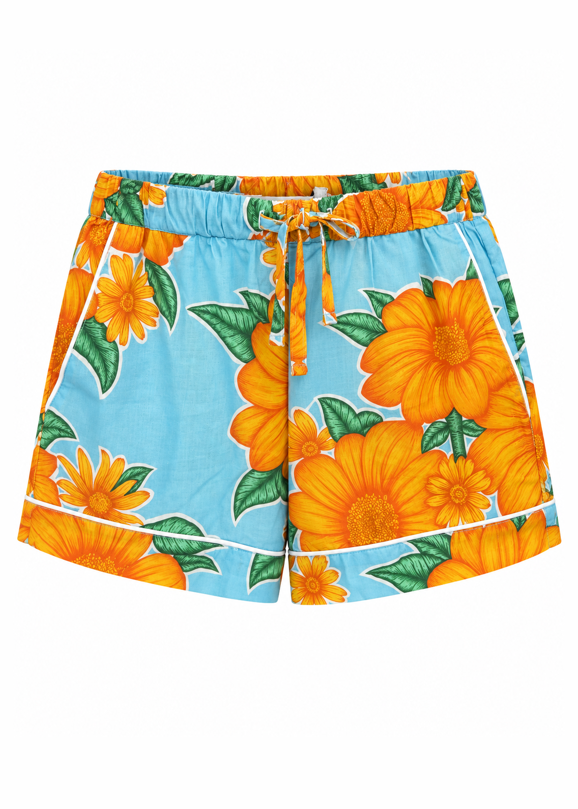 Desmond & Dempsey - TITHONIA Powder Blue Pyjama Shorts - Size XS