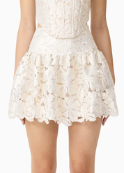 Elliatt Nicoletta Aline Mini Skirt - White/Gold Size S
