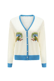 Qiaochu Embroidered Cardigan Blue