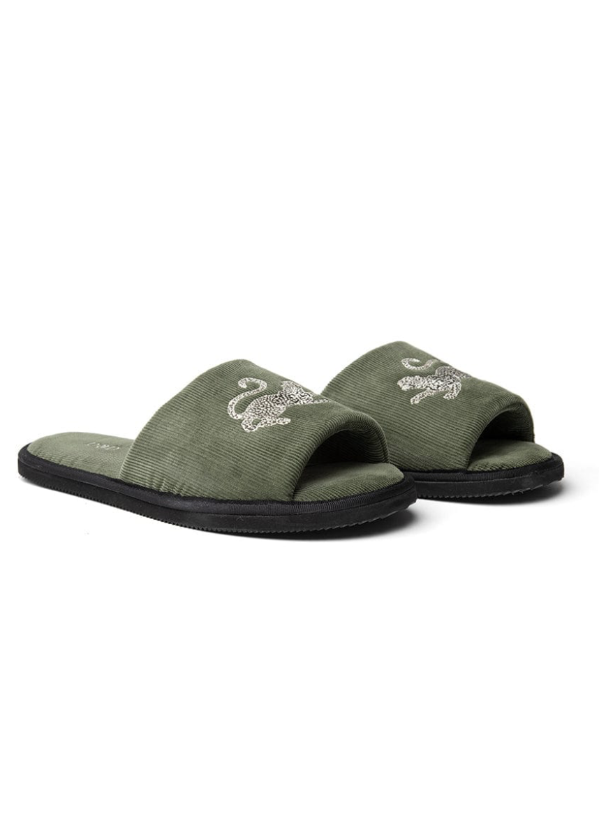 Desmond & Dempsey - JAG GREEN CORDUROY Slippers