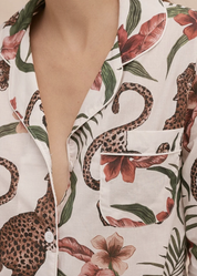 Desmond & Dempsey - SOLEIA LEOPARD CREAM Pyjama Shirt - Size L