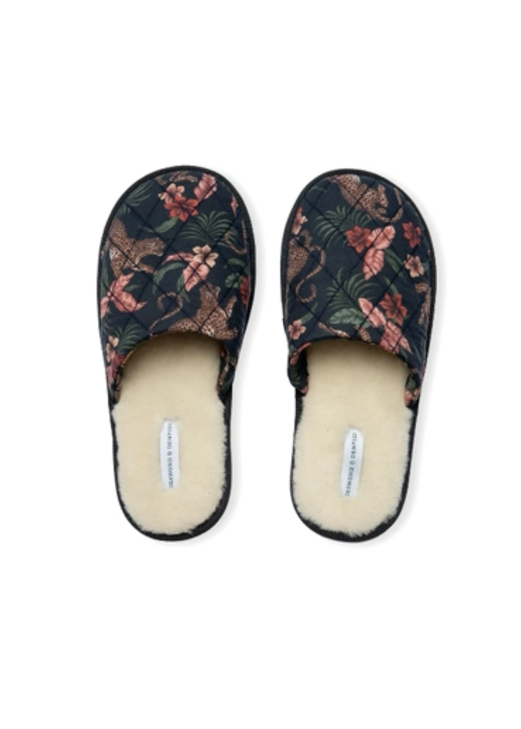 Desmond & Dempsey - SOLEIA LEOPARD Slippers - Size 36