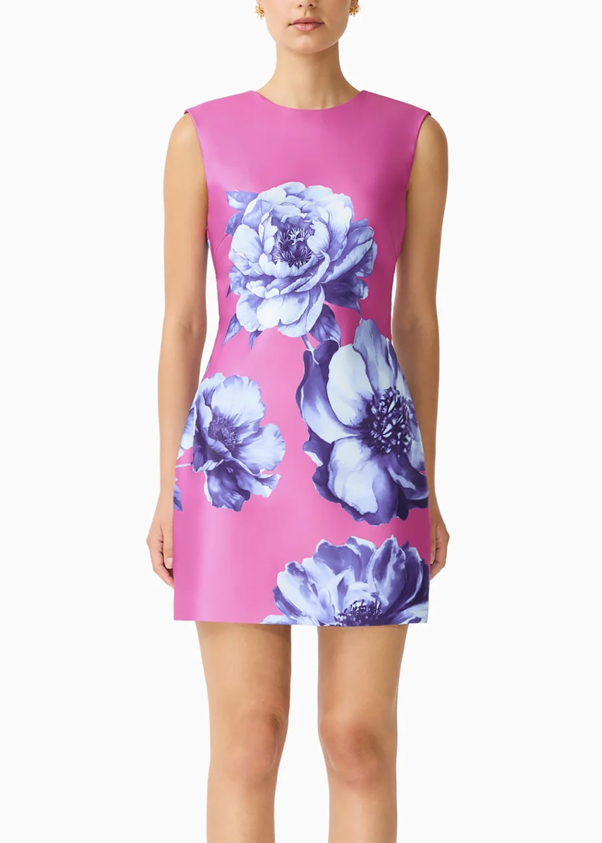 Elliatt Sybella Shift Mini Dress - Blue / Pink Floral Size S