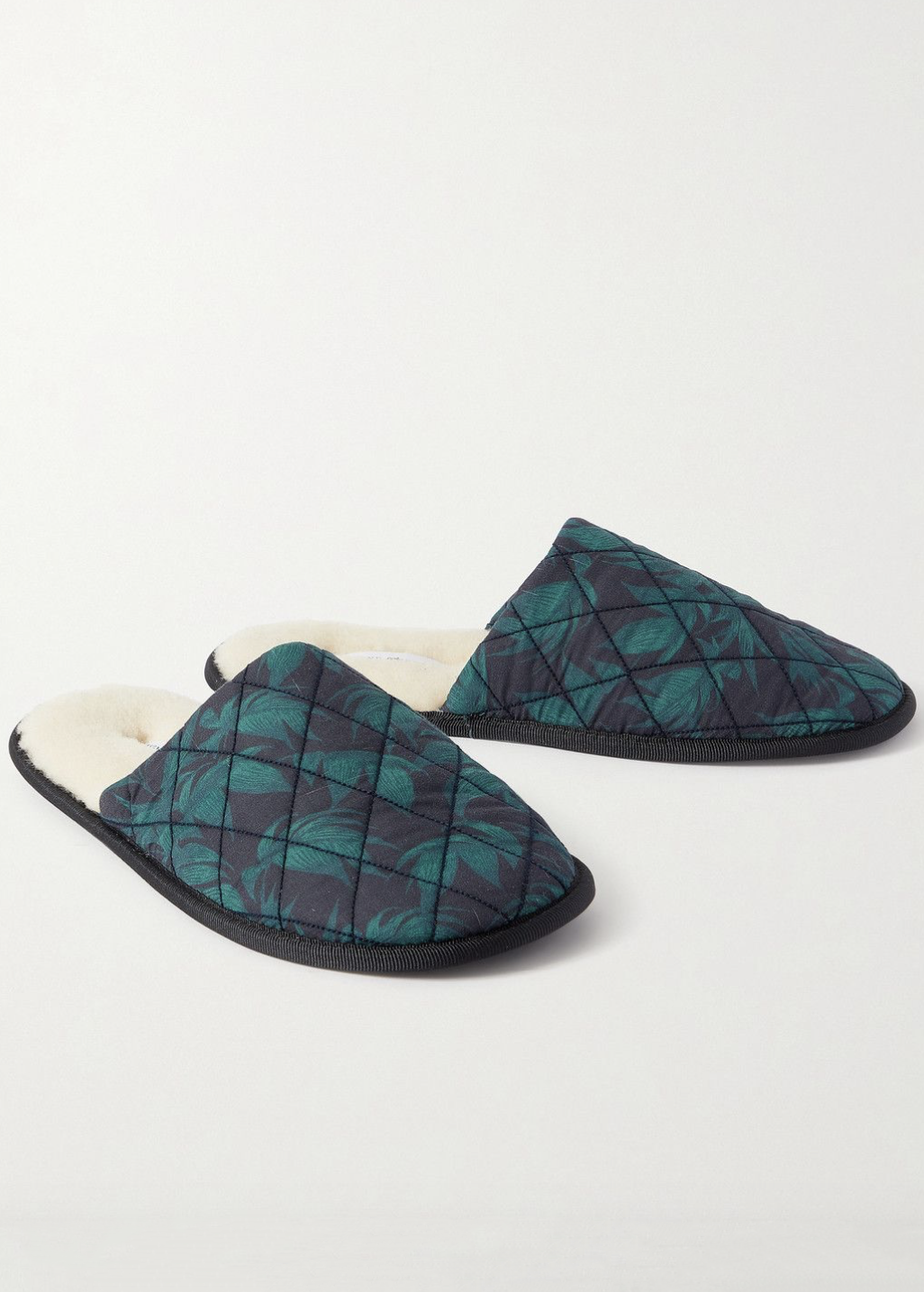 Desmond & Dempsey - Quilted Printed Cotton Slippers - Size 43