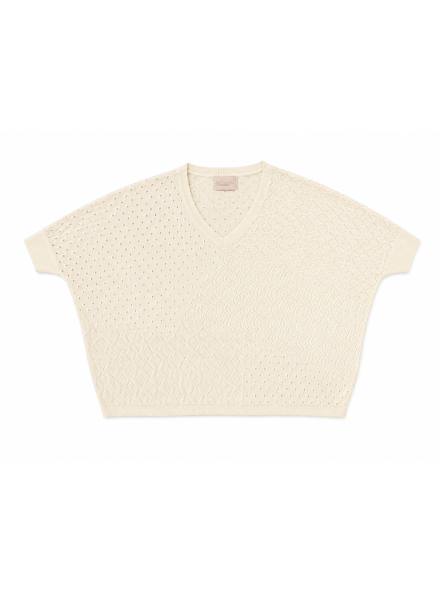 WISPR by BRODIE CASHMERE Patchwork Pointelle Tee - Size M