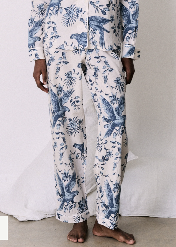 Desmond & Dempsey - Bromley Parrot Bottoms Blue - Size S