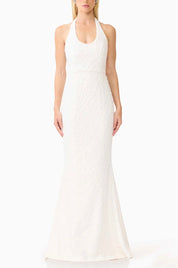 Elliatt Alexandra Halter Gown Dress - White Size S/UK8