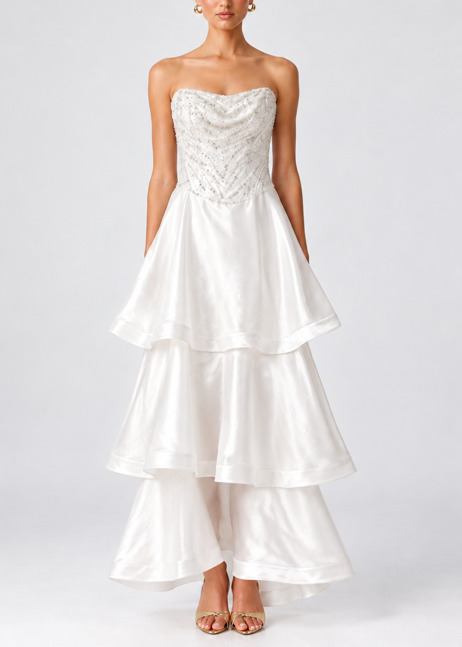 Elliatt Daelia Tiered Gown - White Size S