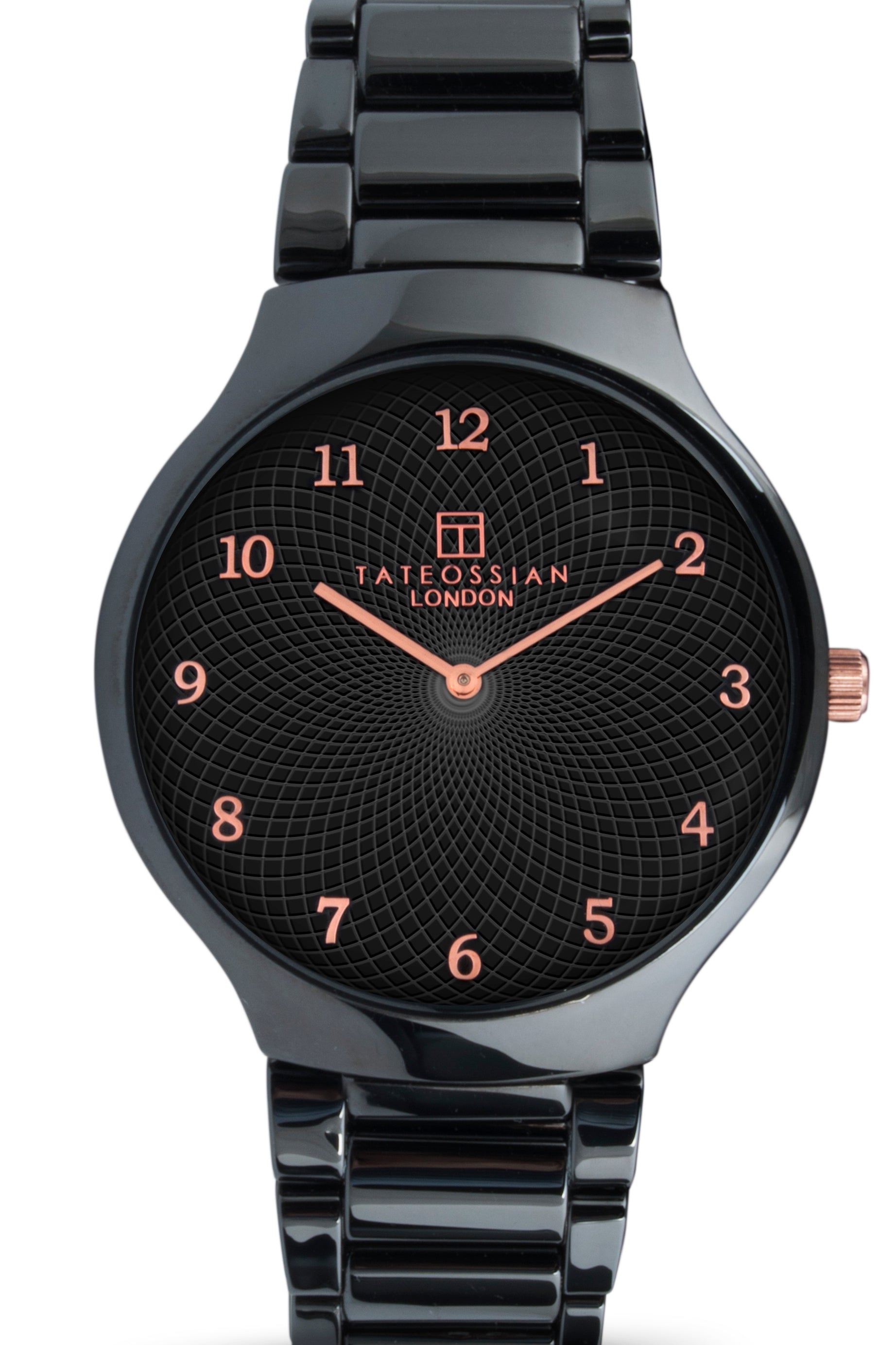 Keramikos Guilloche Watch in Ceramic with a Black Mother of Pearl Face