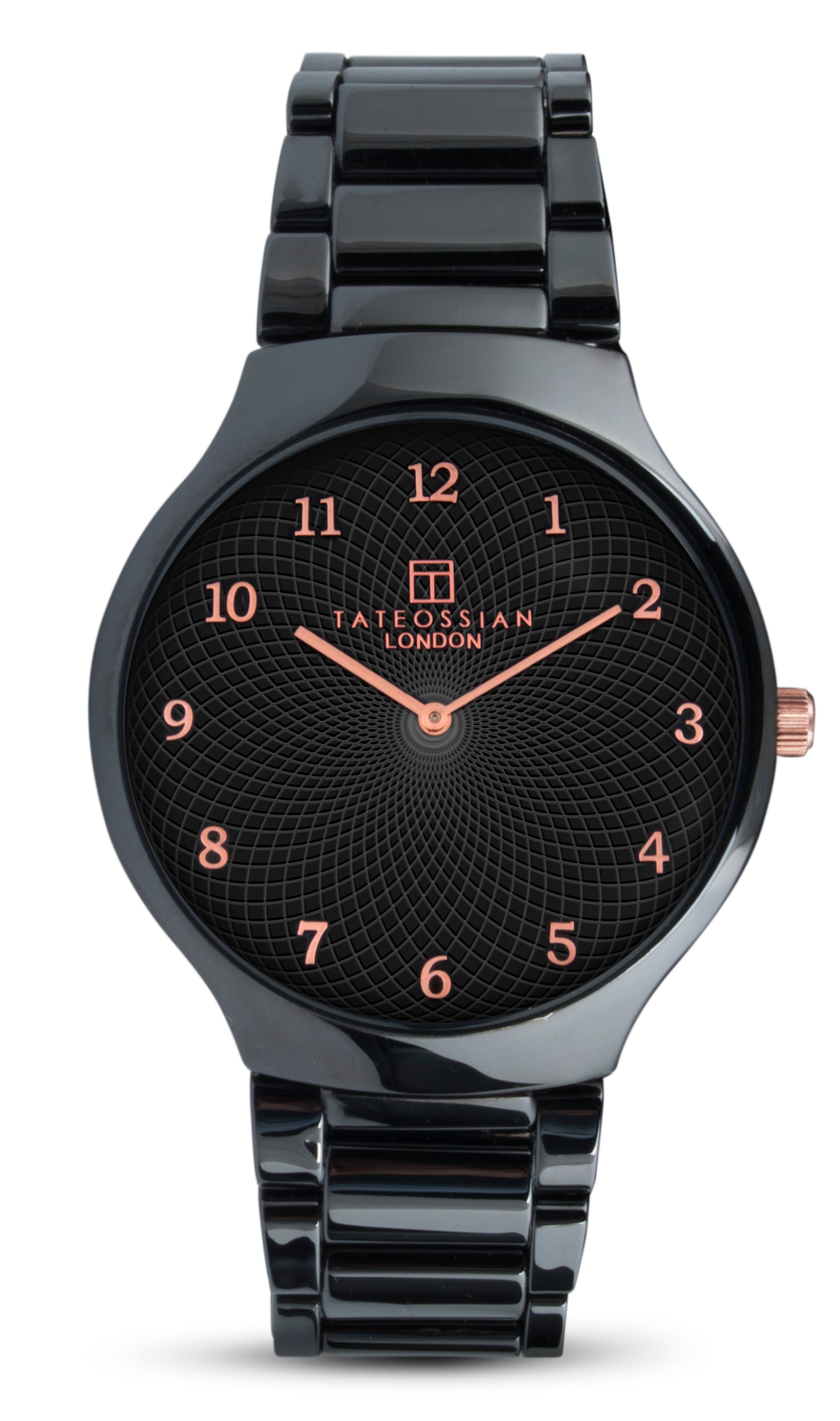 Keramikos Guilloche Watch in Ceramic with a Black Mother of Pearl Face
