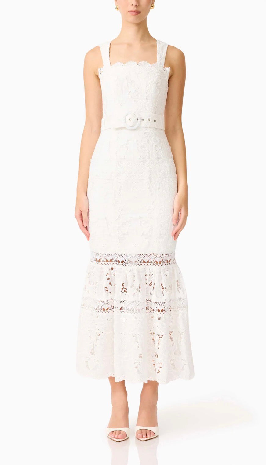 Elliatt Giovanna Fit & Flare Maxi Dress - White Size S/UK8
