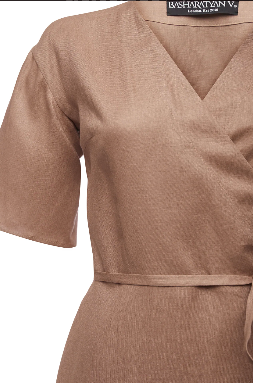 Linen Maxi Wrap Dress - Size M