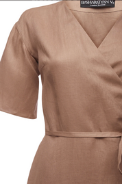 Linen Maxi Wrap Dress - Size M