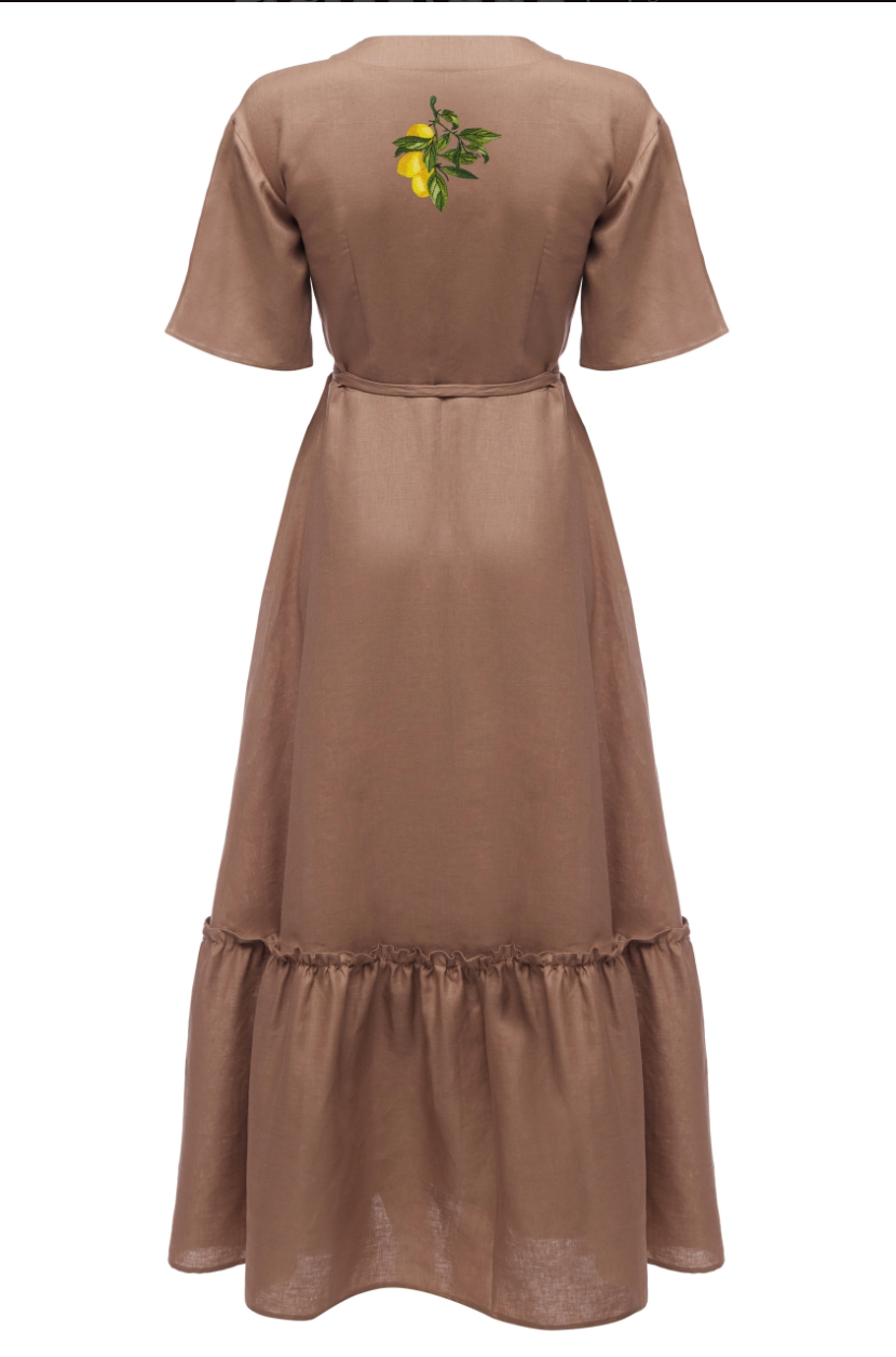 Linen Maxi Wrap Dress - Size M