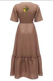 Linen Maxi Wrap Dress - Size M