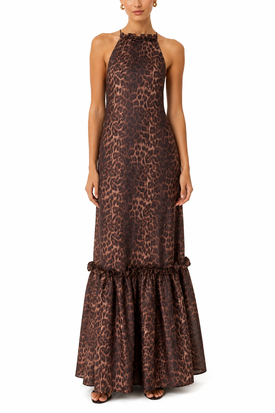 Elliatt CURAAE Zamira Halter Maxi Dress - Brown Size S/UK8