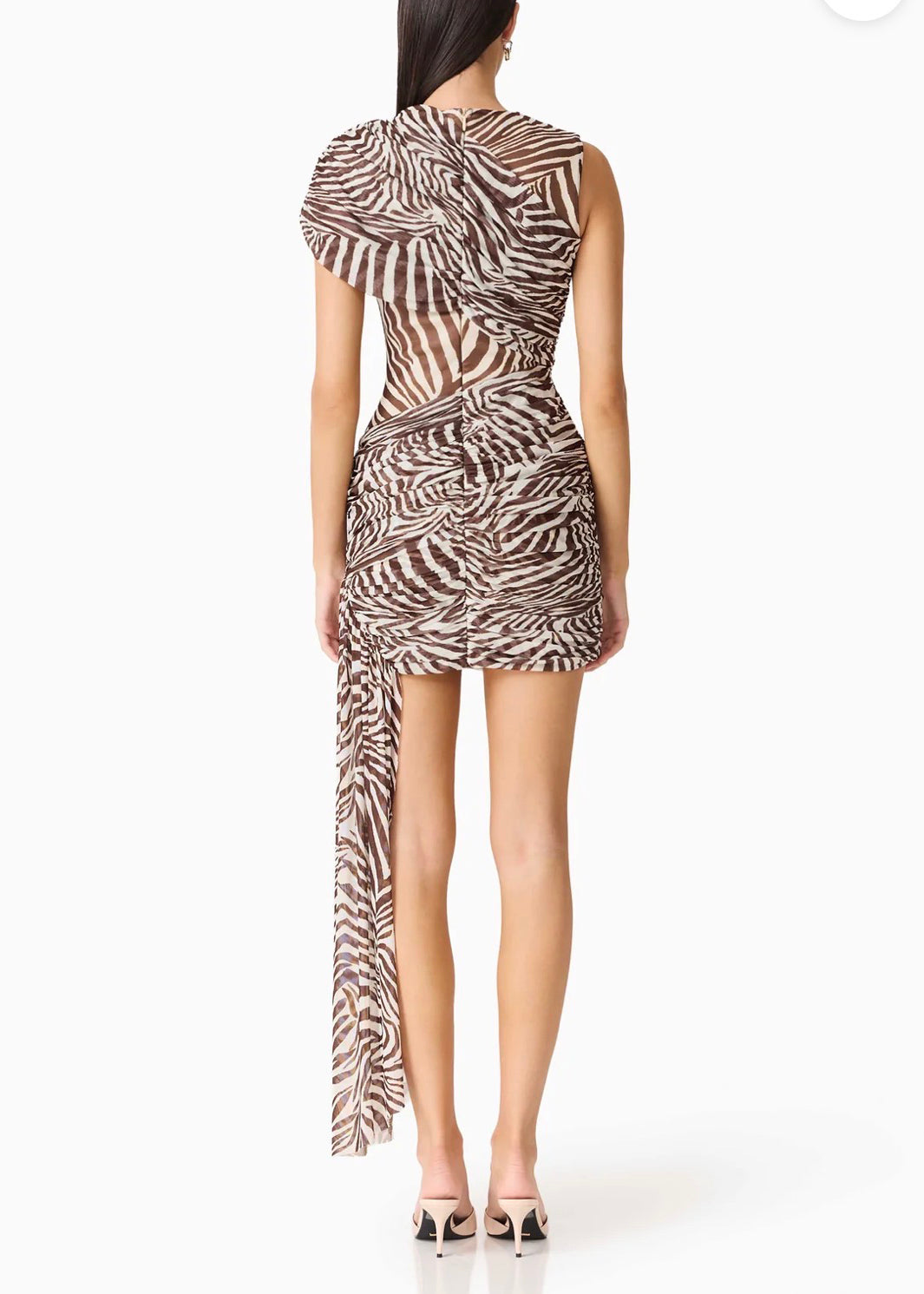 Elliatt CURAAE Arabelle Mini Dress in Zebra Print - Chocolate Size S