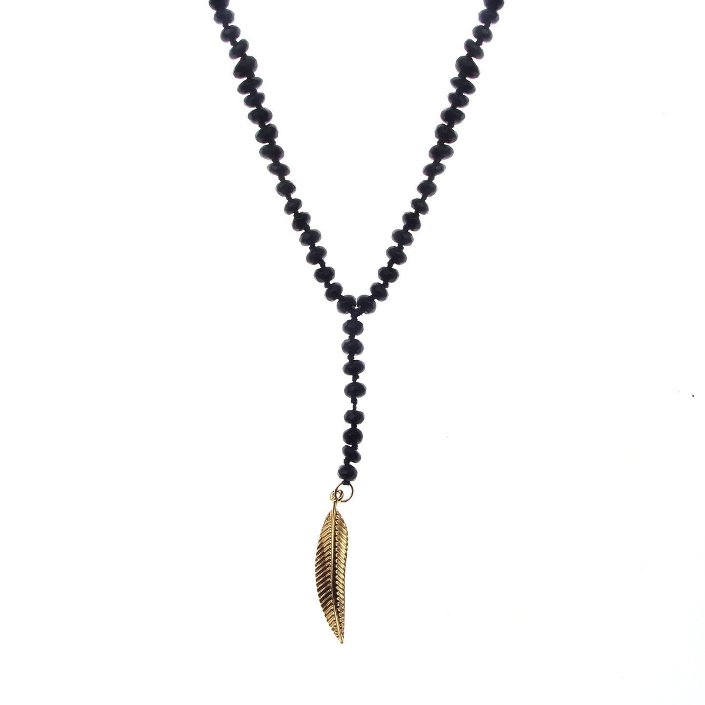 MeMe London Angels Feather Necklace - Black with gold