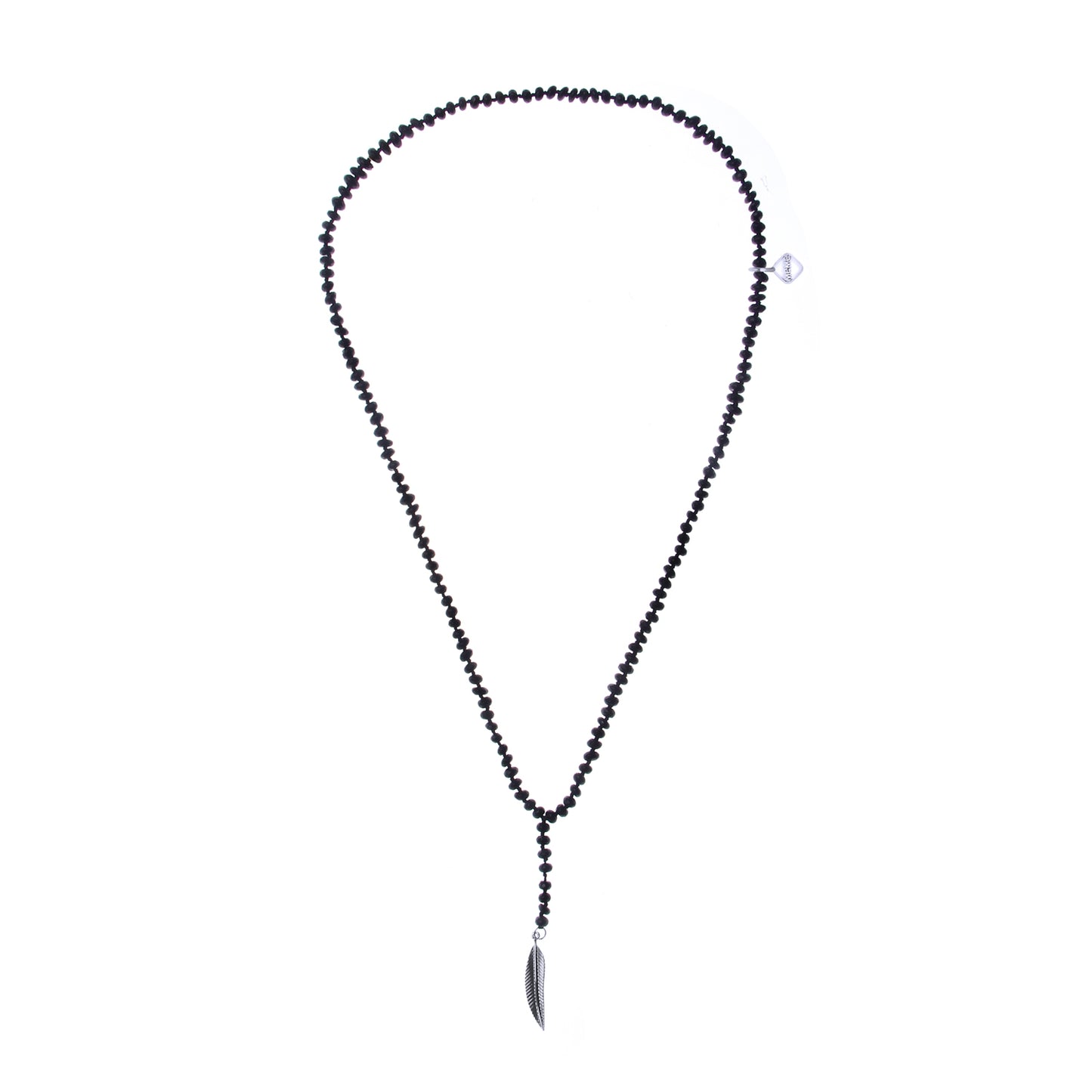 MeMe London Angels Feather Necklace - Black with white gold