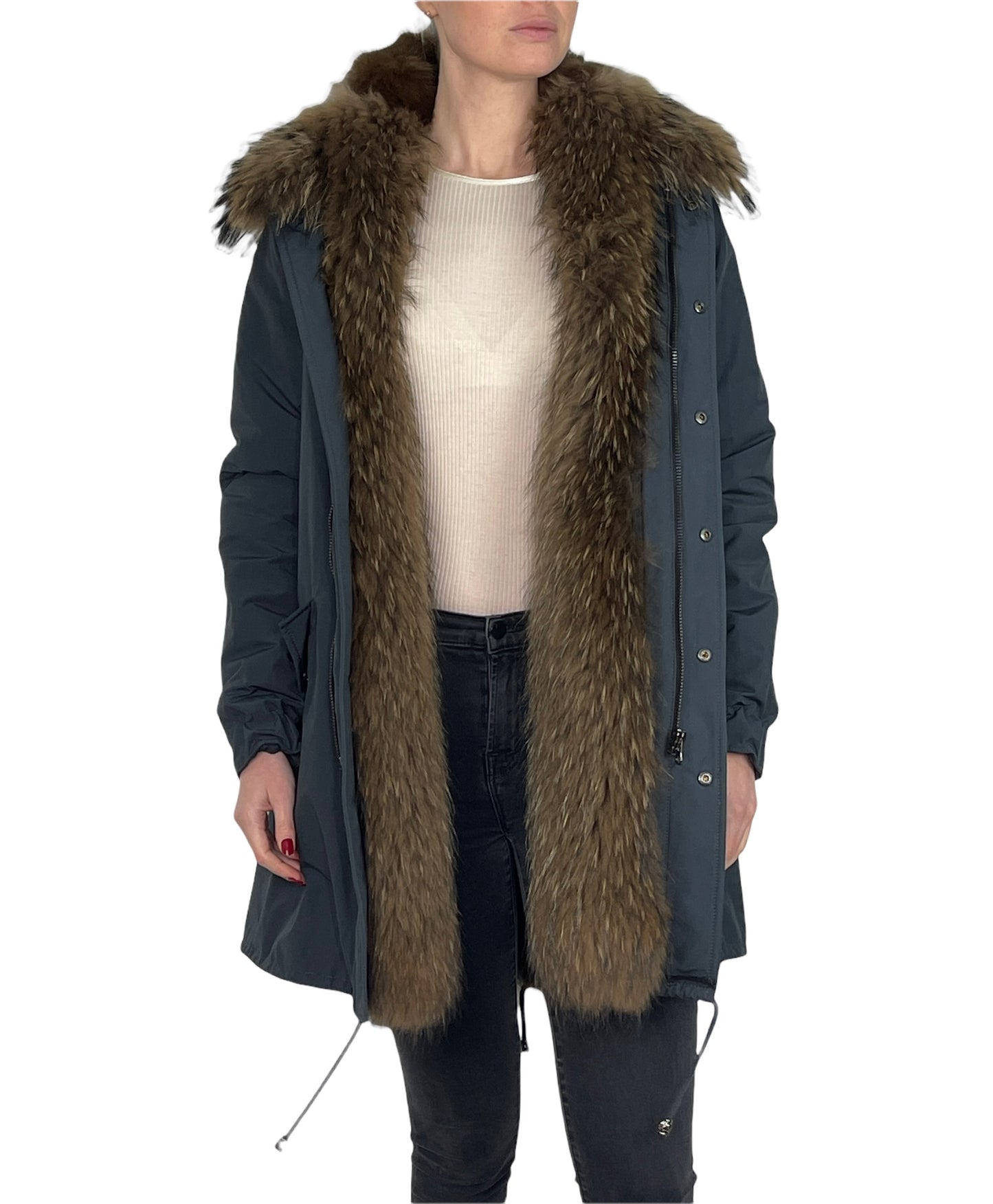 Fur Parka With Sable and Fox Fur Size M